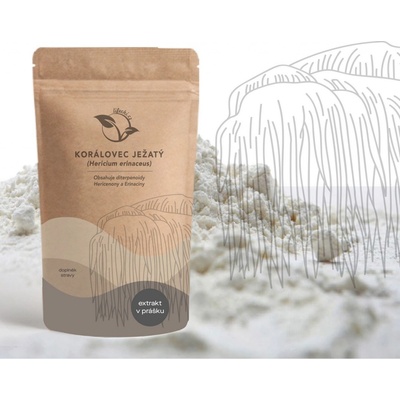 LifeChi Korálovec ježatý Hericium erinaceus extrakt v prášku 50 g 50% polysacharidů