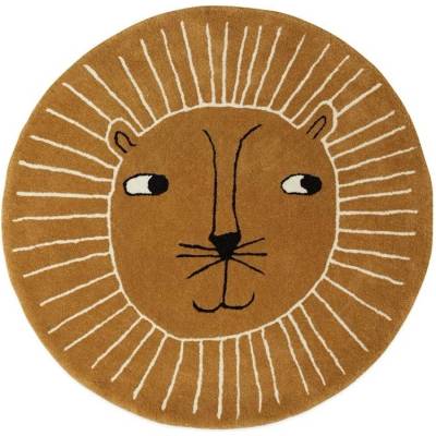 OYOY Mini Кафяв детски килим със смес от вълна ø95 cm Lion - OYOY Mini (1100514)