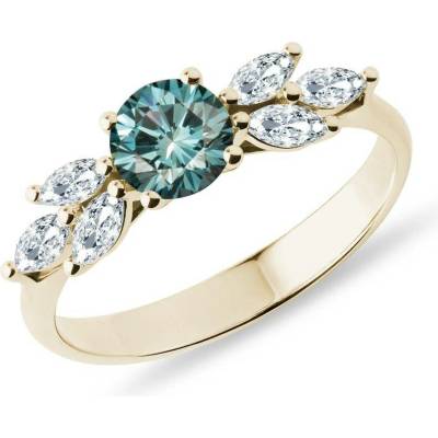Klenota Úchvatný prsten s modrým diamantem ve žlutém zlatě k0816013
