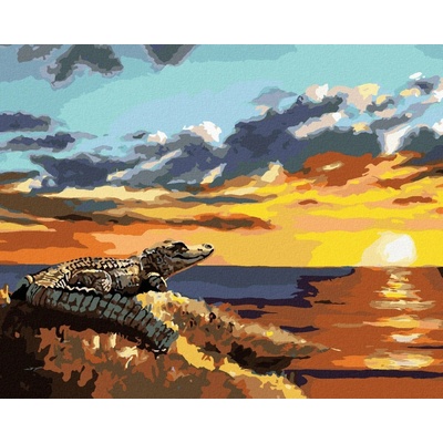 zuty Malování Podle Čísel Hledící Aligátor A Západ Slunce D. Rusty Rust 40 x 50 Cm Plátno Rám