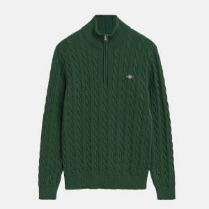 Gant Cotton Cable Half Zip Fleece - Green
