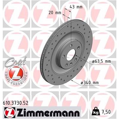 ZIMMERMANN Brzdový kotúč 610373052