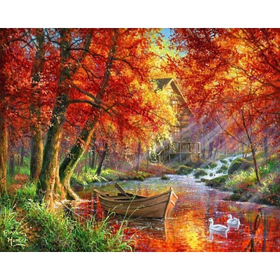 Figured ART malování podle čísel PODZIMNÍ ŘEKA A LOĎ