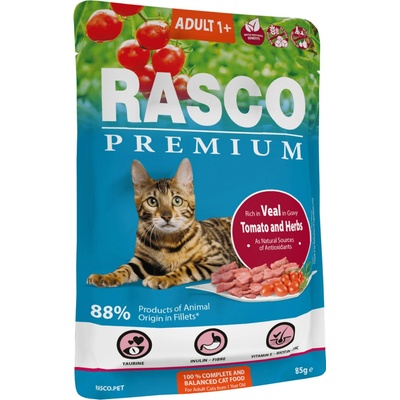 Rasco Premium Cat Adult teľacie v šťave 85 g
