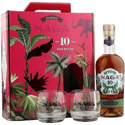 Naga Siam edition 10ti letý thajský rum se skleničkama 40% 0,7 l (holá láhev)
