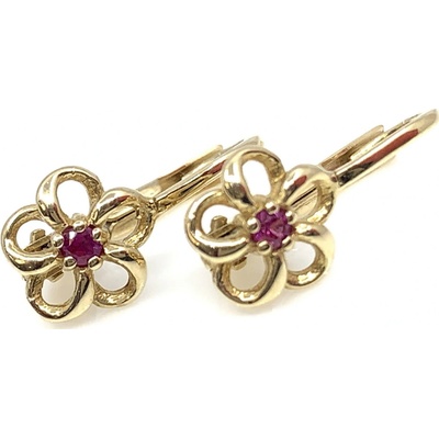 Jan Kos jewellery zlaté náušnice s červeným kamenem 31503745