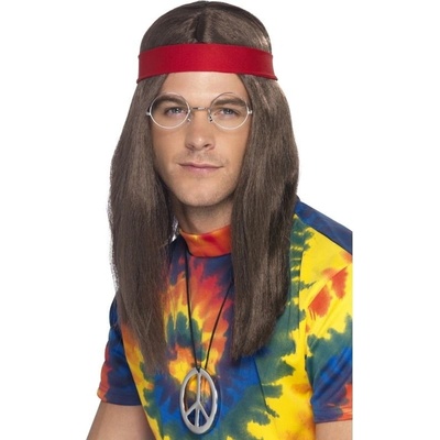 sada hippiesák paruka medailón šátek