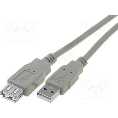 VCom CU202-030-PB USB 2.0, USB A zásuvka, USB A vidlice, niklovaný, 3m, šedý