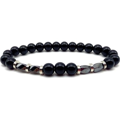 Daniel Dawson korálkový Christian lesklý achát a hematit NR1134/19 černá