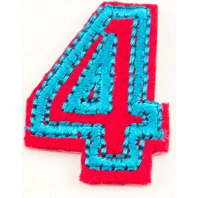 Nažehľovacia záplata - Číslica 4 - rozmer 3 cm x 1,8 cm