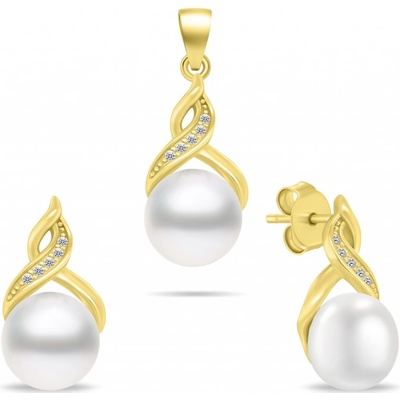 Brilio Silver Pozlacený set šperků se zirkony a perlami SET276Y – Hledejceny.cz