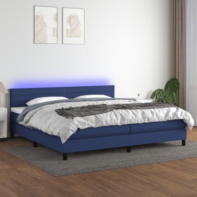 Petrashop 3133267 boxspring postel s matrací a LED modrá textil