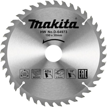 Image 1 of Makita Циркулярен TCT режещ диск за дърво 190x30 мм, 40 зъба, Makita D-64973 (D-64973)