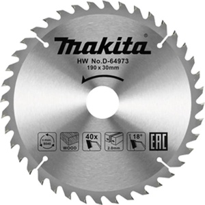 Makita Циркулярен TCT режещ диск за дърво 190x30 мм, 40 зъба, Makita D-64973 (D-64973)