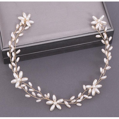Naishide Jewelry Ozdoba do vlasů Perlový Květ - Zlatavá/bílá