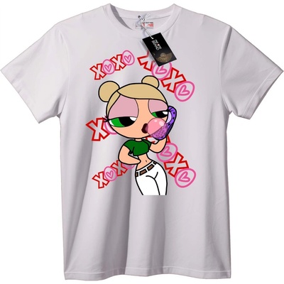 NOONEBRAND Тениска XOXO Bubble Гум Анимация - L, White