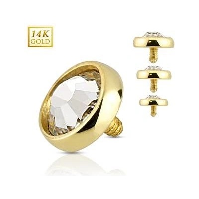 Šperky4U zlatý piercing dermál zirkon ZL01038-05-YG