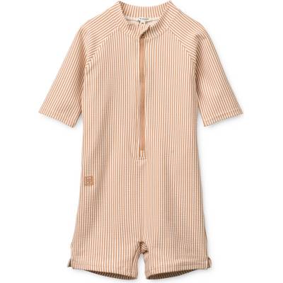LIEWOOD Детски бански костюм LIEWOOD Kid's Max Seersucker Shortsleeve Swim Jumpsuit Swimsuit - Y/D Stripe Pale Tuscany / Creme De La Creme - размер 86 (EU) (750-3107-0216)