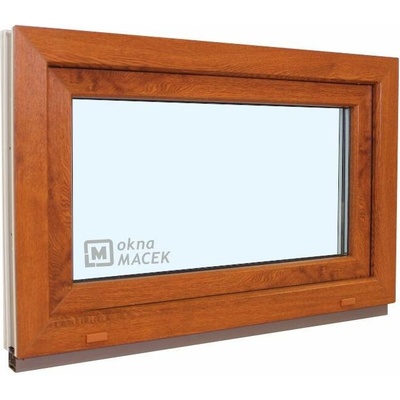 KNIPPING Plastové okno - 70 AD, 900x600 mm, S, zlatý dub Sklo: čiré, Barva, imitace: zlatý dub/bílá (jednostranně)