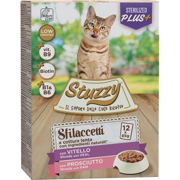 Stuzzy Cat Shreds Sterilized trhané teľacie a bravčové mäso 12 x 85 g
