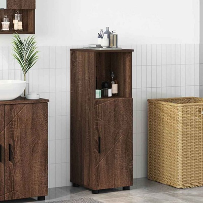 vidaXL Шкаф за баня Кафяв дъб 30 x 35 x 95 см Инженерно дърво & Метал (883321)