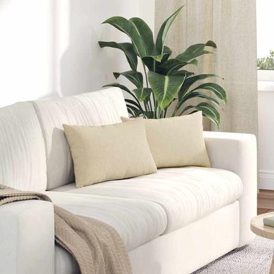 vidaXL Диван възглавници 2 pcs Крем 50 x 30 cm текстил (42013617)