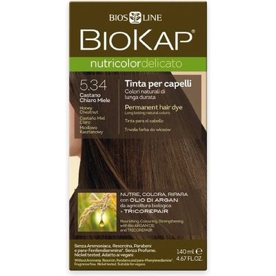 BioKap Nutricolor Delicato Permanent Hair Color 140 ml боя без амоняк 5.34 Honey Chestnut
