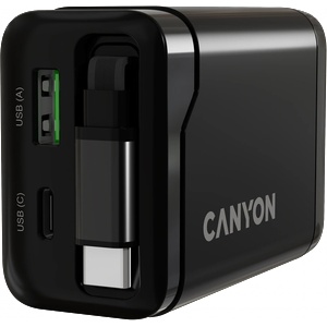 CANYON Адаптер за Захранване CANYON charger OnCharge 65RC Build-In Cable USB-C 65W 1xPD 1xQC EU Black (CNS-CURC65ACB) - beep