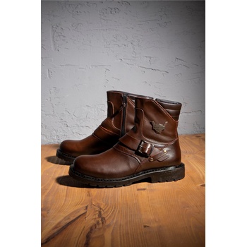 Ducavelli Мъжки боти от естествена кожа - Кафяви #363750 (363750_Тъмно кафяв)