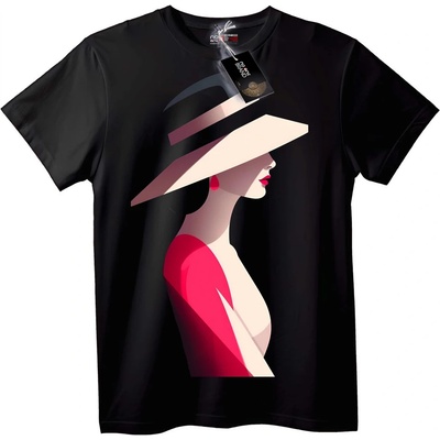 NOONEBRAND Тениска елегантна дама в червена шапка - 5XL, Black