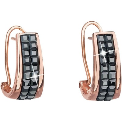 Pavona Stříbrné náušnice klipsy s krystaly Swarovski černý půlkruh 31172.5