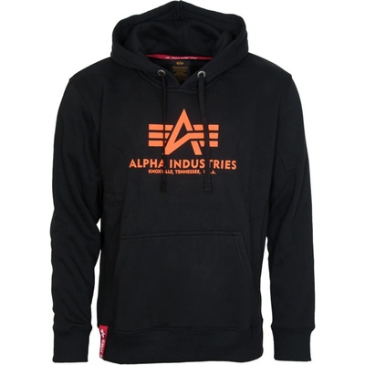 Alpha Industries mikina Basic Hoody černá neon orange
