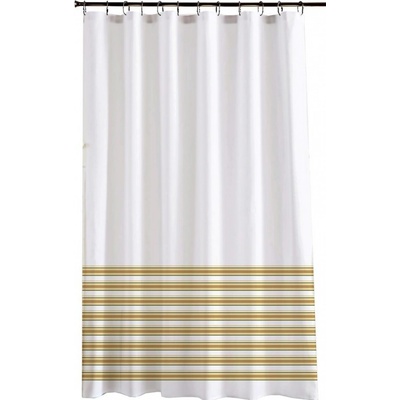DURAMAT Kúpeľňový záves dekor CY-K1505, 180 x 200 cm, textilný, biely/pruhy