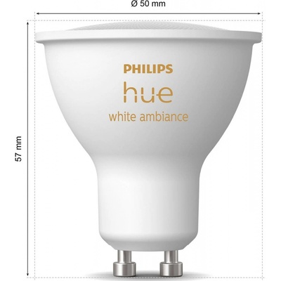 Philips Hue White Ambiance LED reflektor GU10 4,2W 2 ks 23003300