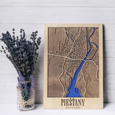 3D mapa mesta Piešťany 20 x 30 cm