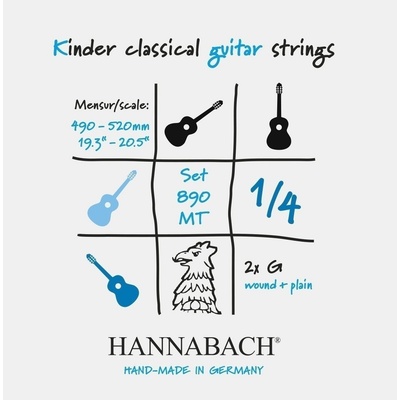Hannabach série 890 1/4 kytara pro děti Menzura: 49-52cm Sada