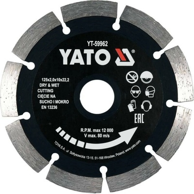 Yato Diamantový rezací kotúč 125 x 2,0 x 22,2 mm YT-59962