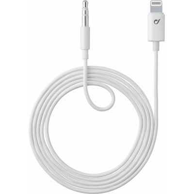 CellularLine Audio kábel Aux Music Cable, konektory Ligtning + 3,5mm jack, PFI certifikácia AUXMUSICMFIW, biely