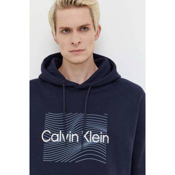 Calvin Klein tmavomodrá s kapucí s potiskem