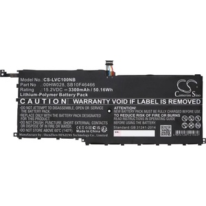 Cameron Sino Батерия за лаптоп LENOVO ThinkPad X1 20FBS0L900, ThinkPad X1 Yoga 20FQA04TAU, 00HW028 LiPo 15.2V 3300 mAh CAMERON SINO (CS-LVC100NB) - pcbuild