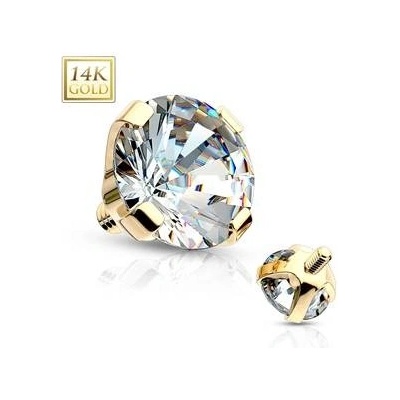 Šperky4U zlatý piercing dermál zirkon ZL01050-05-YG