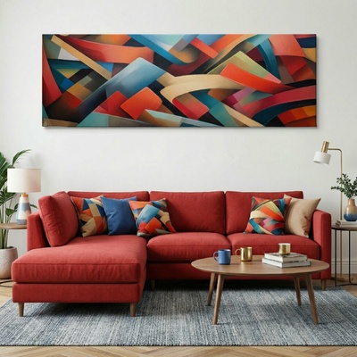Obraz na plátně - Kubistická rapsodie FeelHappy.cz Rozměr (Šířka/Výška): 300 x 100 cm
