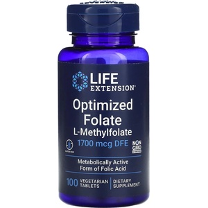 Life Extension Optimized Folate, 100 таблетки, Life Extension (01939 LE)