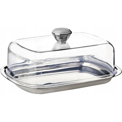 Galicja Transparentná miska na maslo z nehrdzavejúcej ocele s vekom 15,5 x 11,5 cm