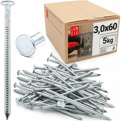 Hřebíky prstencové 60mm 3x60 pozinkované vroubkované paletové 5 kg