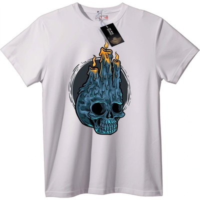 NOONEBRAND Тениска с Череп и Свещ - M, White