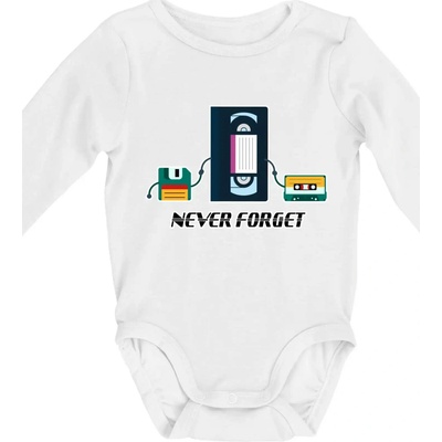 Never forget s Body dojčenské s dlhým rukávom Biela