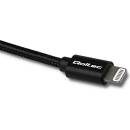 Qoltec 50423 Lightning / USB, MFI, strengthened, 1,5m, černý