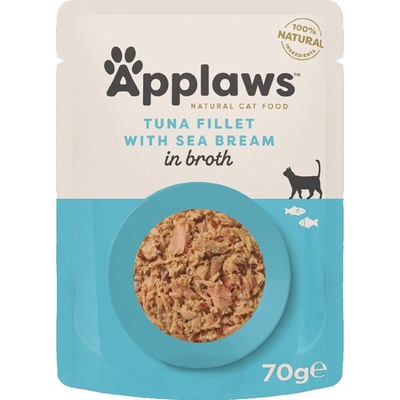 Applaws Cat Natural tuniak s pleskáčom vo vývare 48 x 70 g