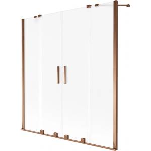 Mexen Velar Duo двукрилен плъзгащ се параван за вана 150 x 150 cm, матирано, розово злато - 896-150-000-32-60 (896-150-000-32-60)